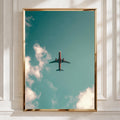 Plane Silhouette Sunset Beach Poster, Starry Sky Ocean Wall Art Print (Copy)