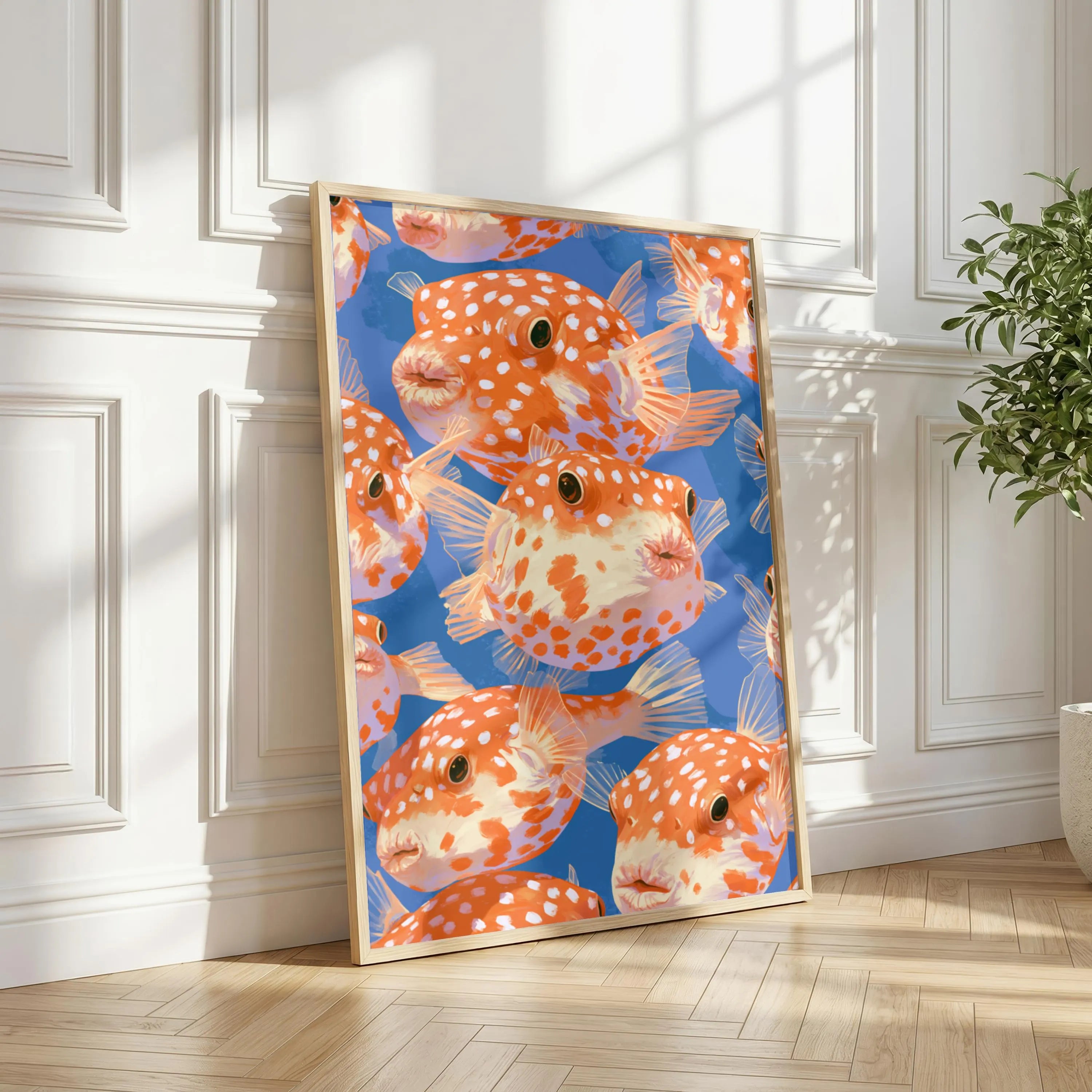 Pufferfish Art Print, Colourful Ocean Wall Decor, Whimsical Fish Illustration, Coastal Style, Ocean Lover Gift