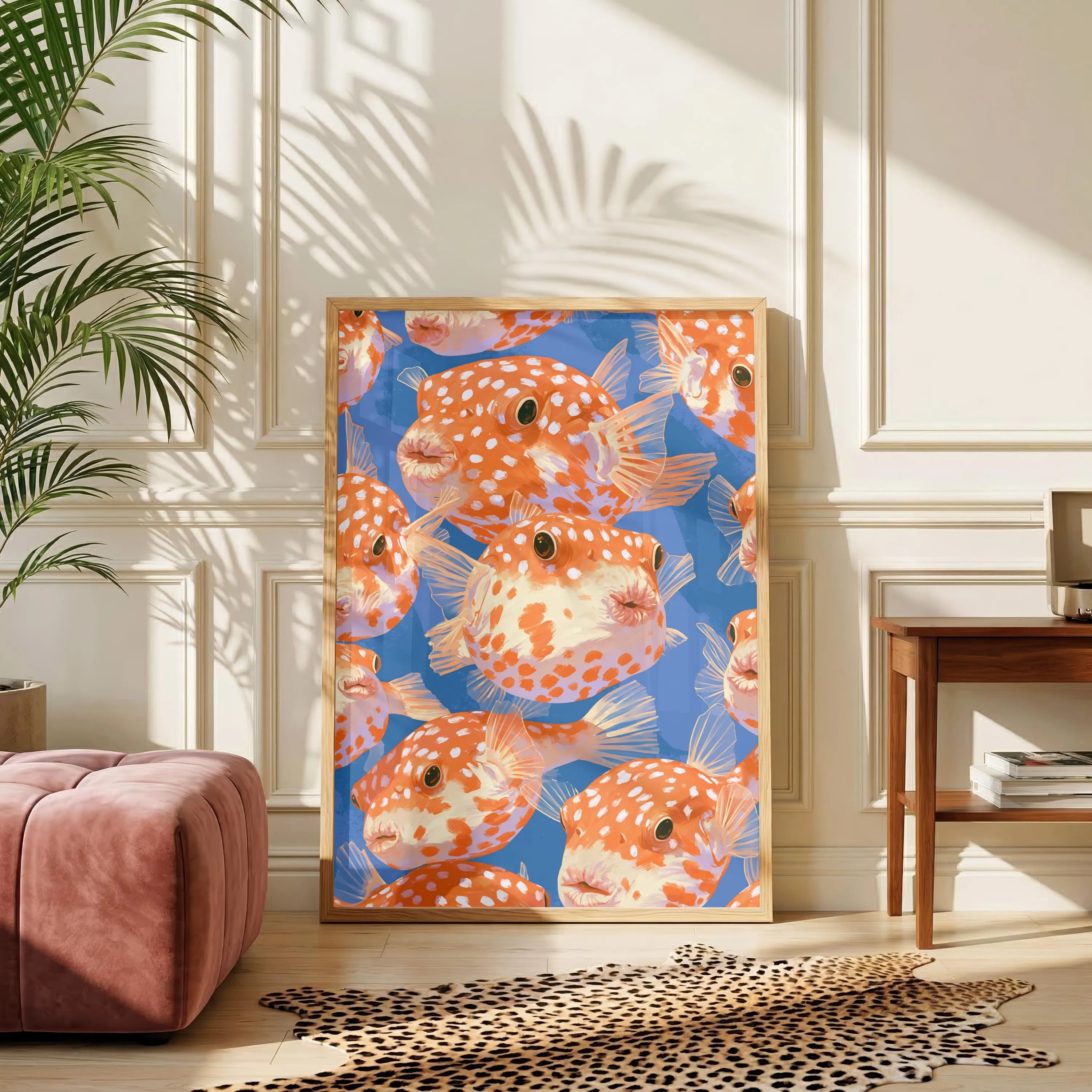 Pufferfish Art Print, Colourful Ocean Wall Decor, Whimsical Fish Illustration, Coastal Style, Ocean Lover Gift