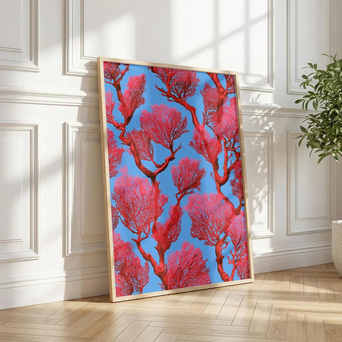 Coral Branch Wall Art, Vibrant Red Coral Print, Abstract Ocean Decor