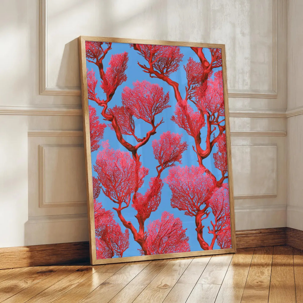 Coral Branch Wall Art, Vibrant Red Coral Print, Abstract Ocean Decor