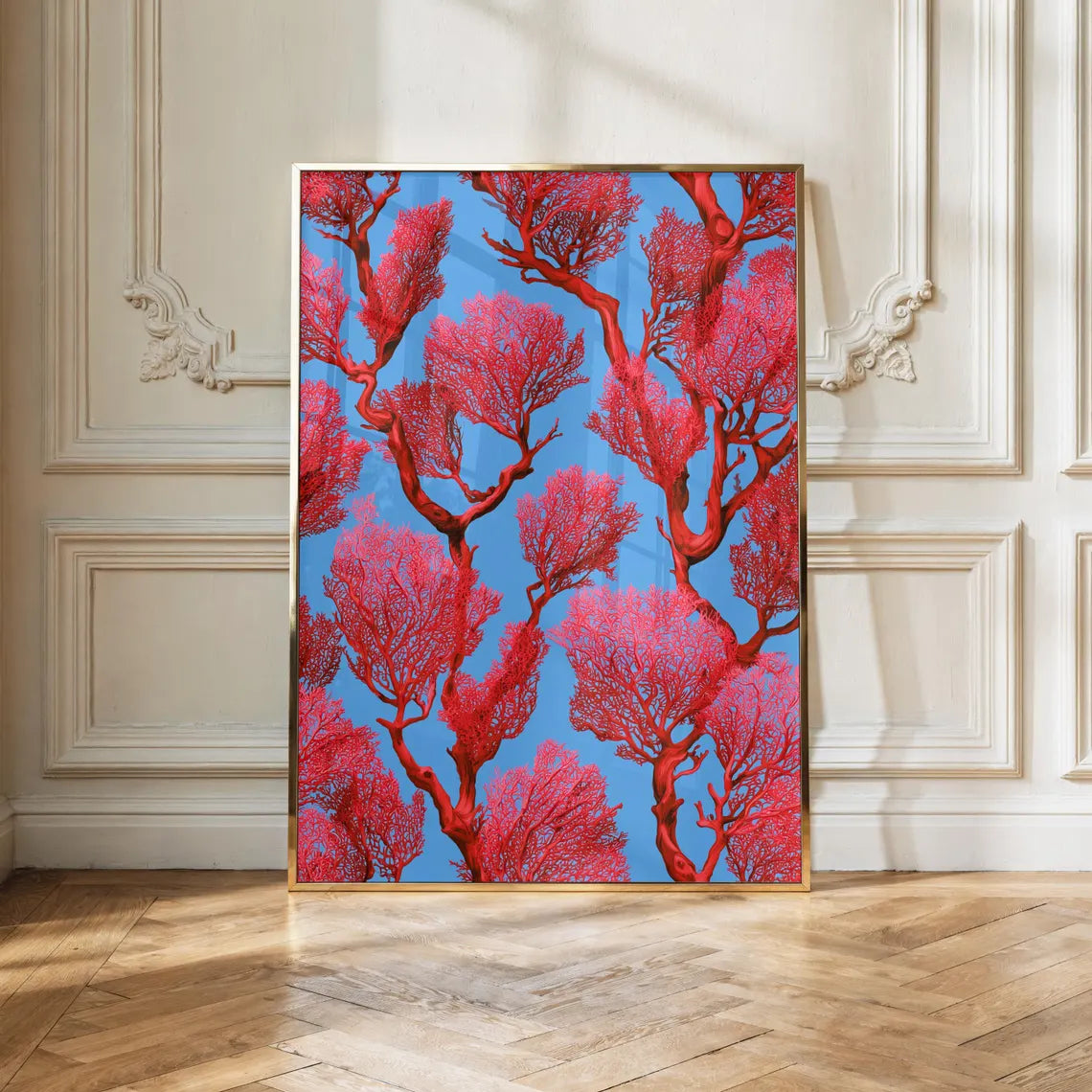 Coral Branch Wall Art, Vibrant Red Coral Print, Abstract Ocean Decor