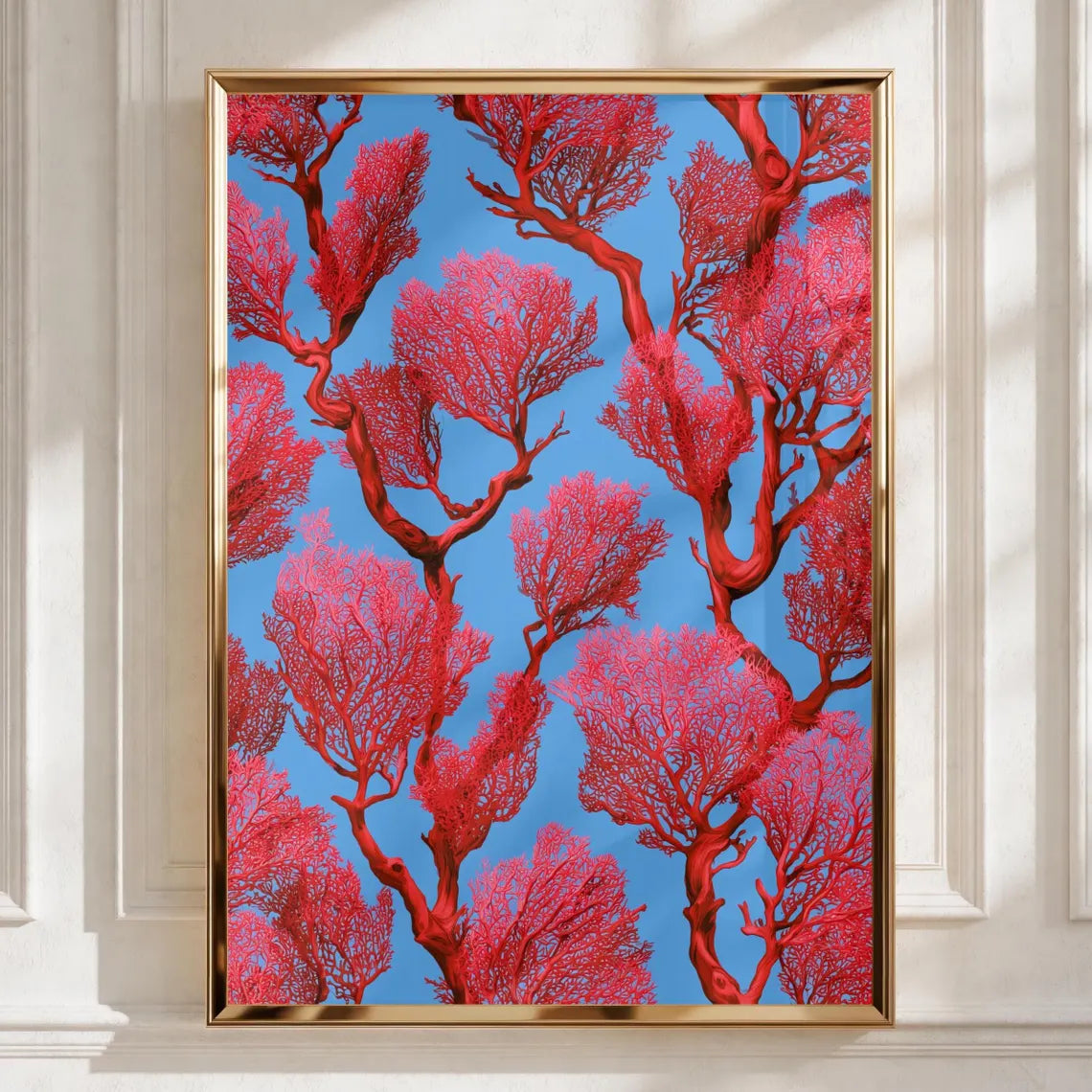 Coral Branch Wall Art, Vibrant Red Coral Print, Abstract Ocean Decor