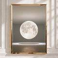 Suspended Moon Gallery Installation Poster, Lunar Art Print, Minimalist