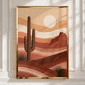 Desert Cactus Landscape Wall Art Print Boho Terracotta Minimalist Poster