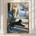 Black Panther Wall Art, Luxury Mediterranean Villa Print, Old Money Decor
