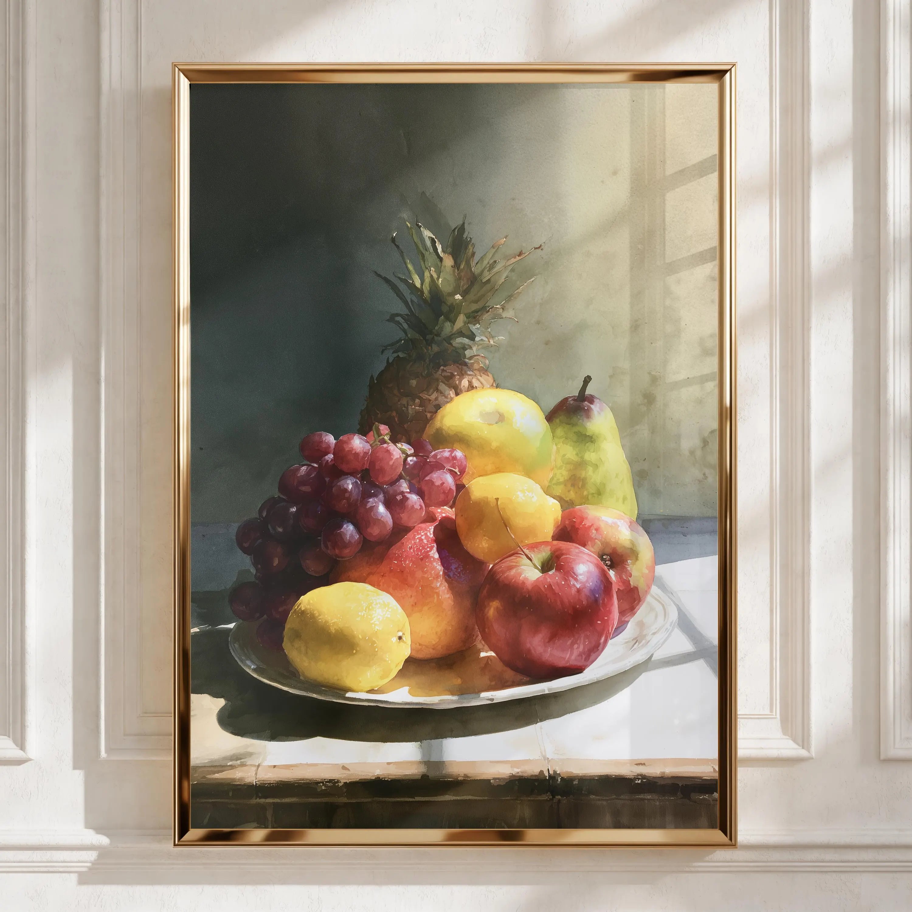 Fruit Still Life Poster, Watercolour Wall Art, Classic Kitchen Print