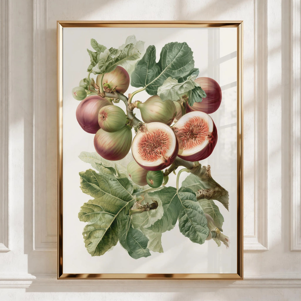 Fig Botanical Print, Vintage Fruit Illustration, Kitchen Wall Art Poster