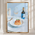 Pasta and Wine Still Life Art Print, Italian Kitchen Decor, Culinary Wall Art