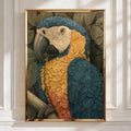 Blue Gold Macaw Parrot Print, Tropical Bird Poster, Detailed Botanical Art