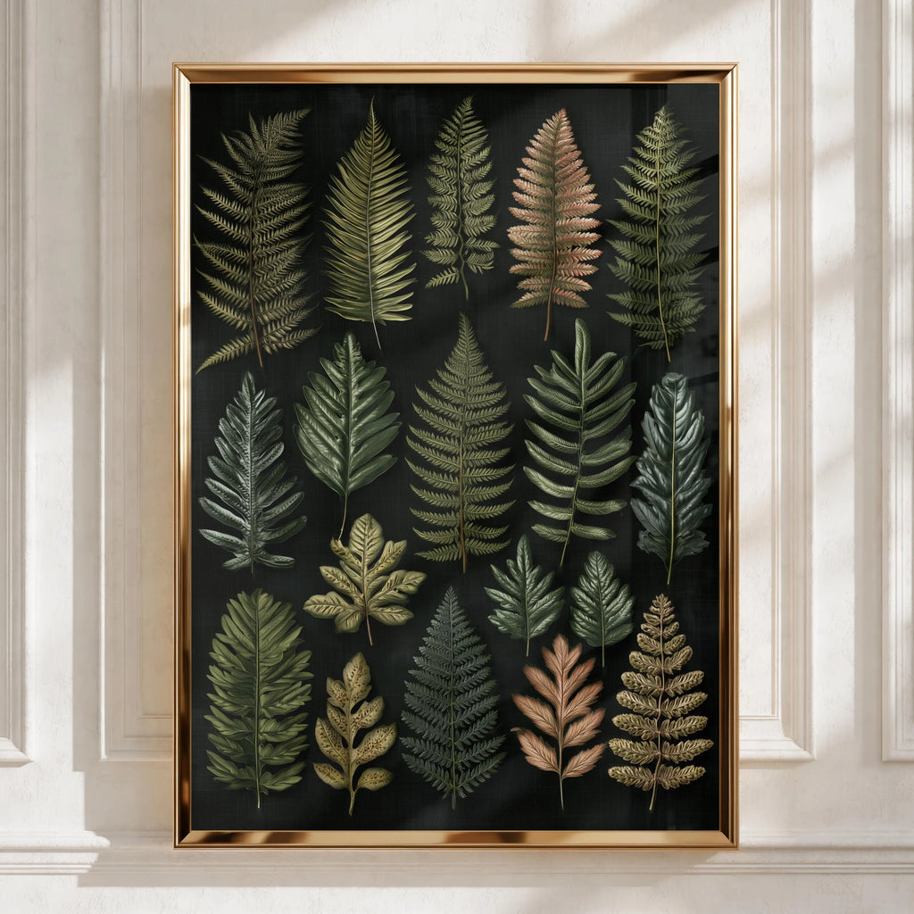 Fern Botanical Print, Dark Moody Wall Art, Green Leaf Poster, Nature Study