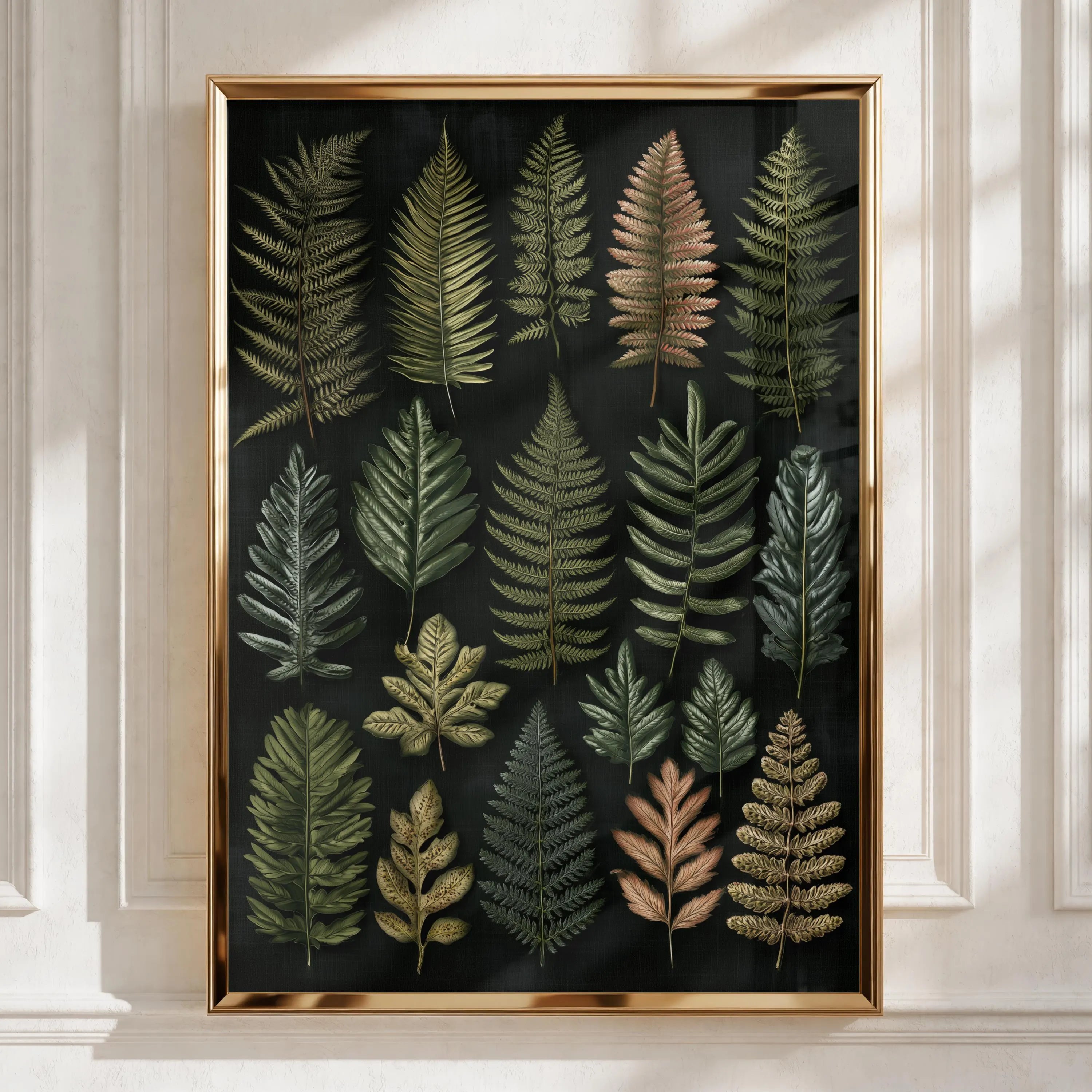 Fern Botanical Print, Dark Moody Wall Art, Green Leaf Poster, Nature Study