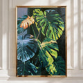 Monstera Leaf Print, Tropical Botanical Wall Art, Dark Moody Style