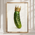 Gherkin Crown Poster, Funny Cucumber King Wall Art, Quirky Kitchen Print
