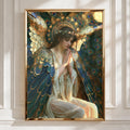Angel Peacock Feather Wings Wall Art Poster, Pre-Raphaelite Style Print