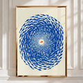 Swirling School of Fish, Art Print, Blue Home Decor, Ocean Theme