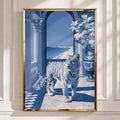 Tiger Classical Hall Poster, Porcelain Blue Architecture Wall Art Print