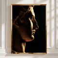 Roman Statue Side Profile Poster, Ancient Sculpture Art Print, Dark Moody