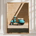 Turquoise Vespa Shadow Wall Art Poster, Italian Scooter Print, Retro Style