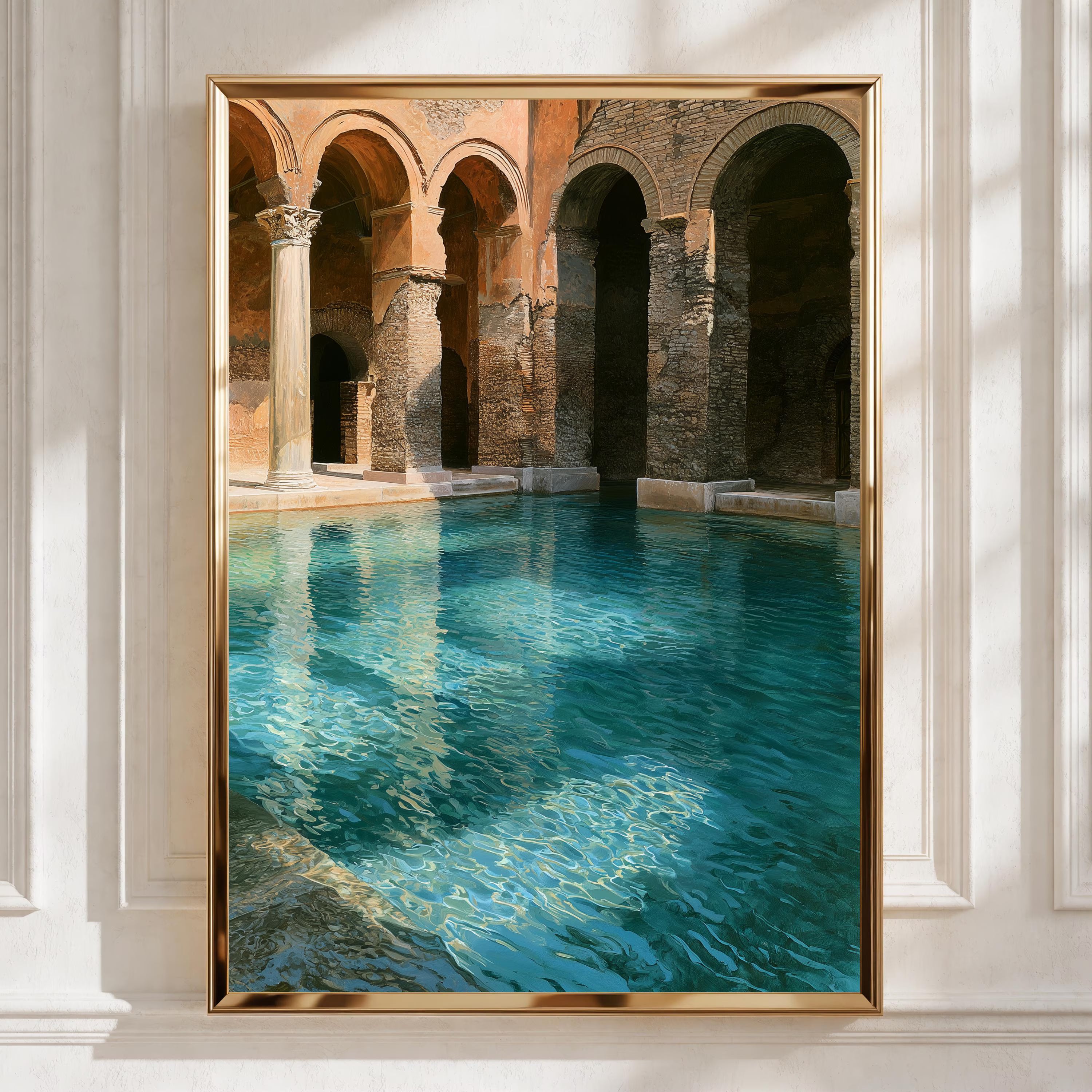 Roman Frigidarium Pool Print, Ancient Baths Wall Art, Classical Architecture Poster