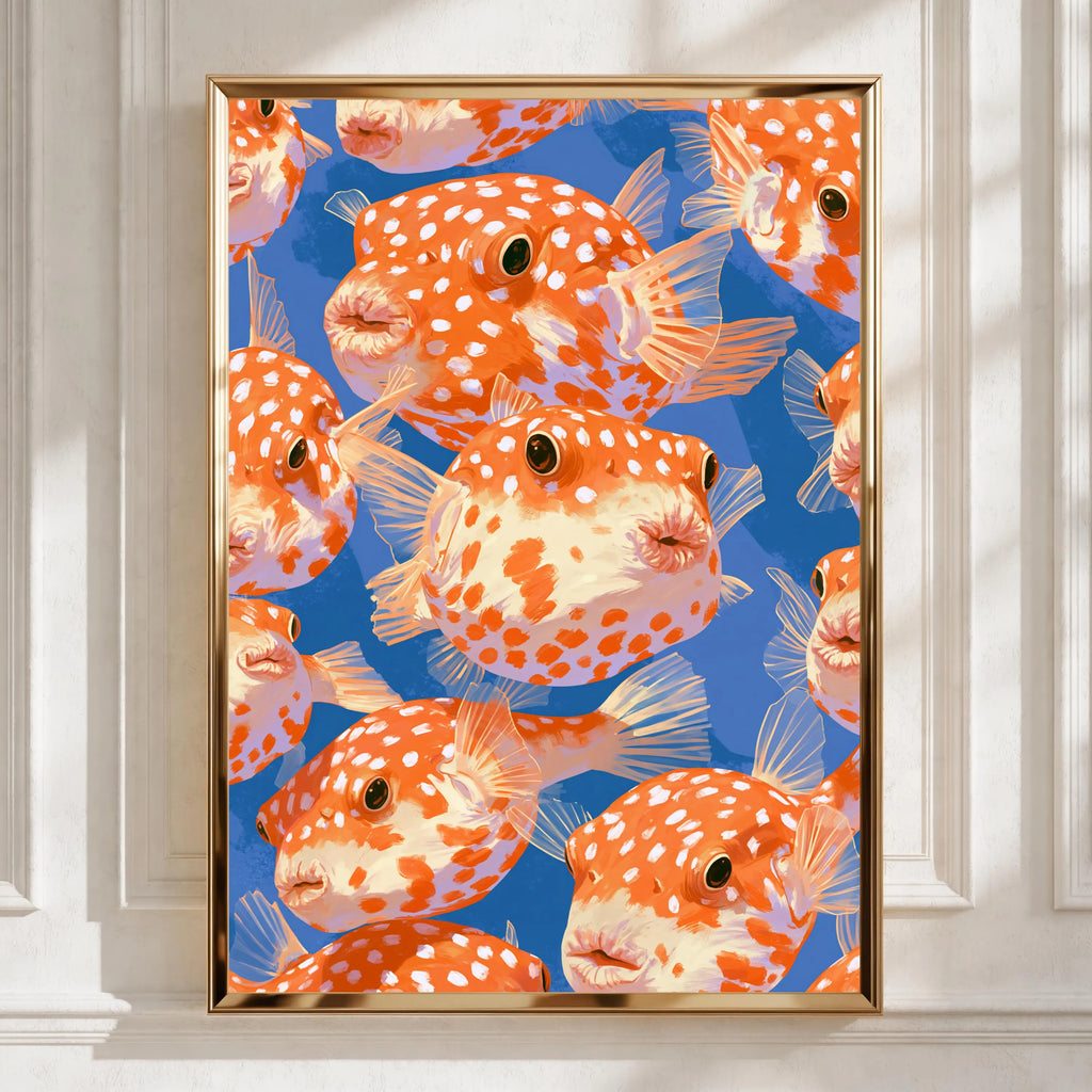 Pufferfish Art Print, Colourful Ocean Wall Decor, Whimsical Fish Illustration, Coastal Style, Ocean Lover Gift