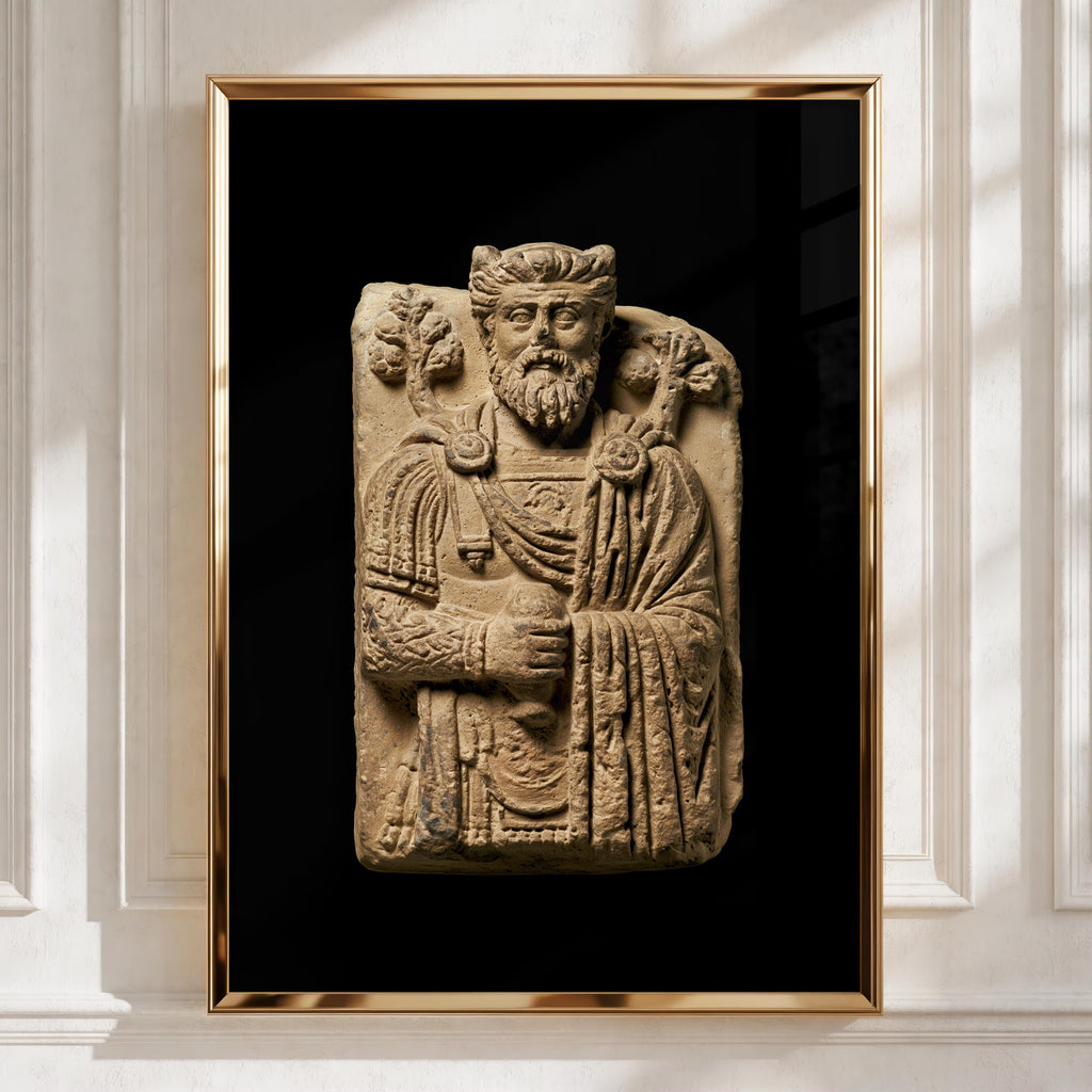 Roman Stone Relief Sculpture Poster, Ancient Carved Figure, Classical Art Print