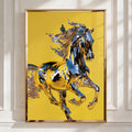 Chrome Horse Poster, Metallic Yellow Wall Art, Bold Modern Print