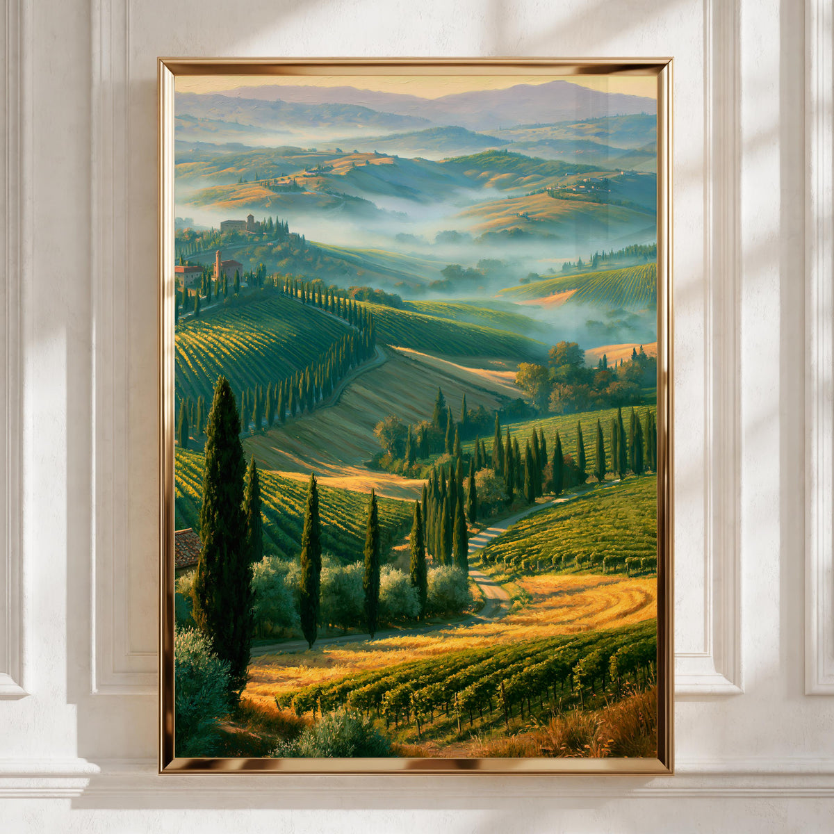 Tuscan Hills Wall Art Poster, Italian Countryside Landscape, Vineyard Print