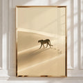 Cheetah Desert Sand Dunes Poster, African Wildlife Wall Art, Minimalist Print