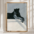Black Panther Relaxing Poster, Wild Cat Wall Art, Realistic Animal Print