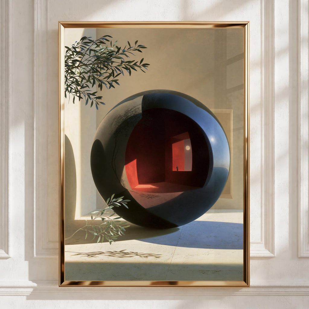 Sphere Mirror Artwork, Abstract Wall Art, Modern Home Decor, Minimalist Design