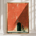 Charming House Entrance, Printable Wall Art, Rustic Home Decor, Minimalist Style, Orange Wall, Floral Accent