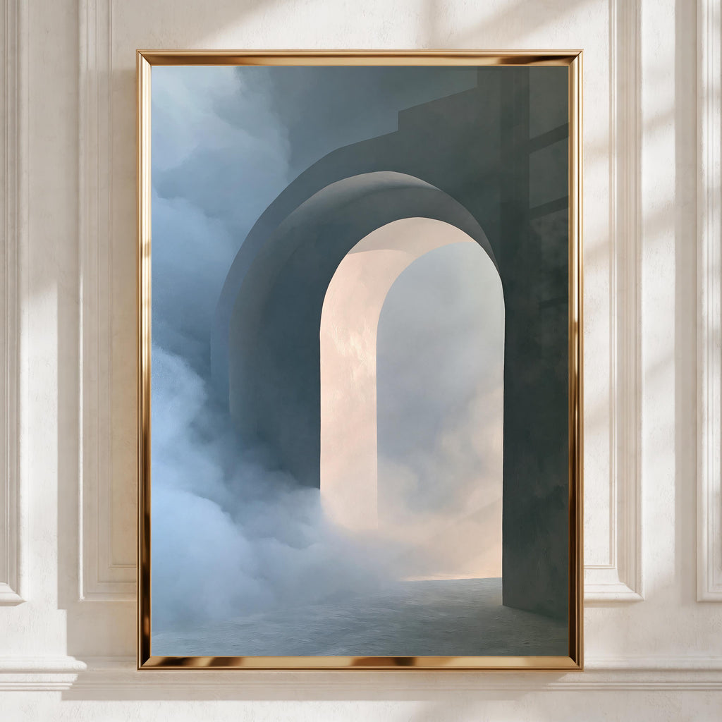 Abstract Arch Wall Art Poster, Dreamy Cloud Architectural Print, Minimalist