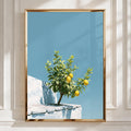 Lemon Tree Rooftop Wall Art Poster, Mediterranean Blue Sky Print