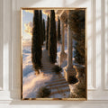 Stairway to Heaven Poster, Marble Steps Cypress Trees, Classical Architecture Art Print