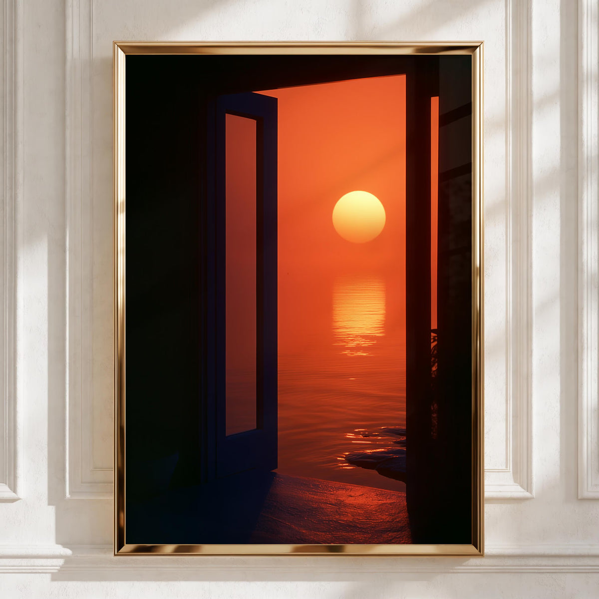 Sunset Doorway Scene, Printable Wall Art, Serene Coastal Nursery Decor