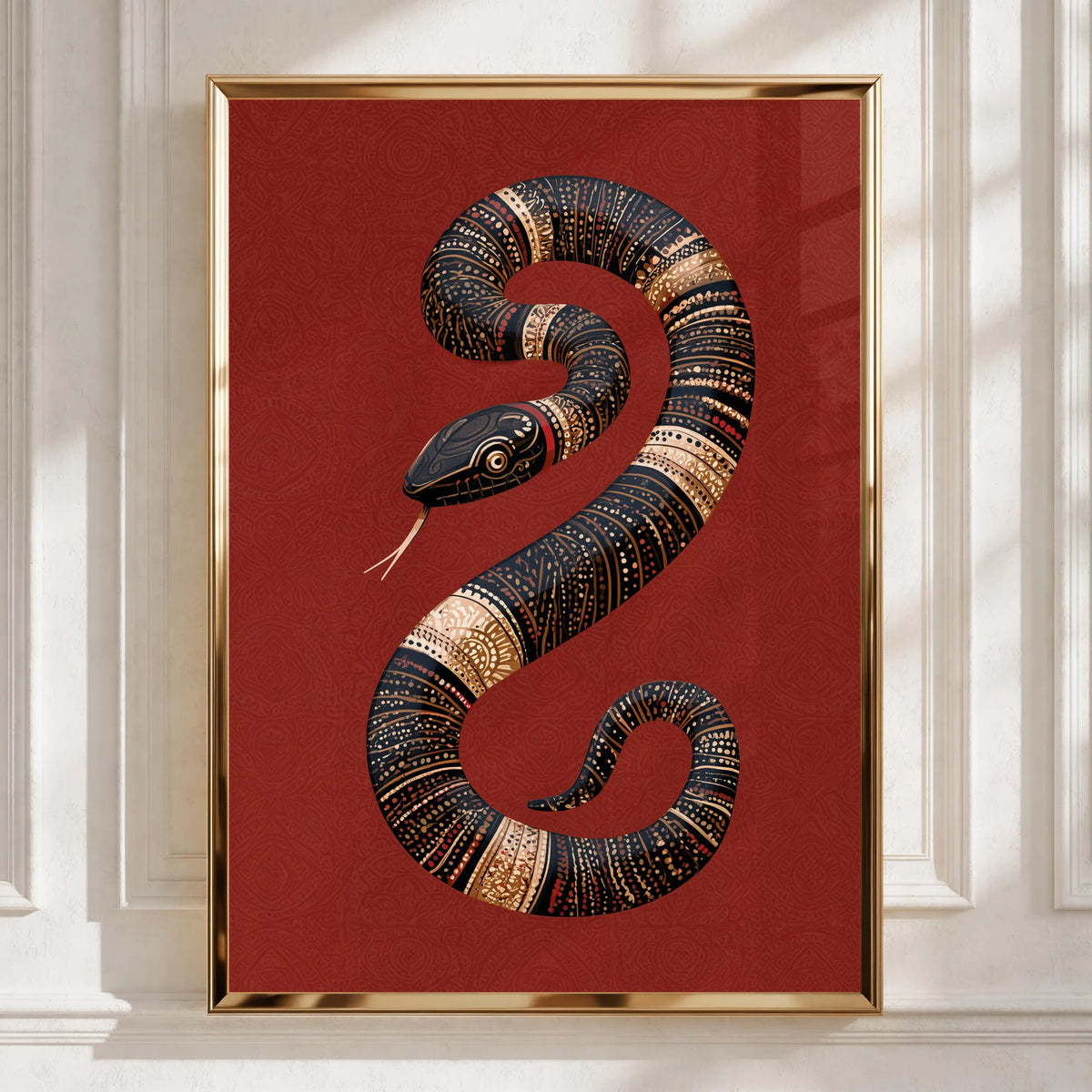 Snake Art Print, Folk Style Wall Decor, Unique Home Artwork, Bohemian Decor, Minimalist Aesthetic