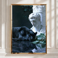 Black Panther Statue Poster, Greek Bust Marble Art Print, Dark Moody Wall Art