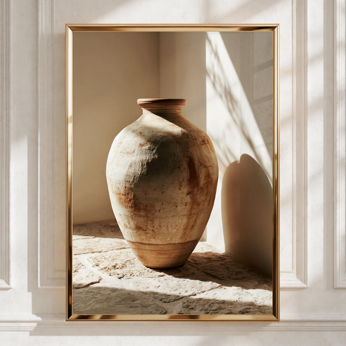 Large Ceramic Vase Poster, Rustic Terracotta Wall Art, Neutral Tones Print