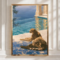 Cheetah by Poolside, Exotic Animal Art Print, Modern Wall Decor for Living Room