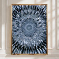Mirror Feathers Mandala Poster, Silver Blue Abstract Wall Art Print