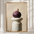 Fig on Marble Pedestal Wall Art Poster, Still Life Print, Minimalist Kitchen