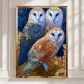 Elegant Barn Owls Art Print, Colourful Wall Art, Decorative Poster, Unique Home Decor