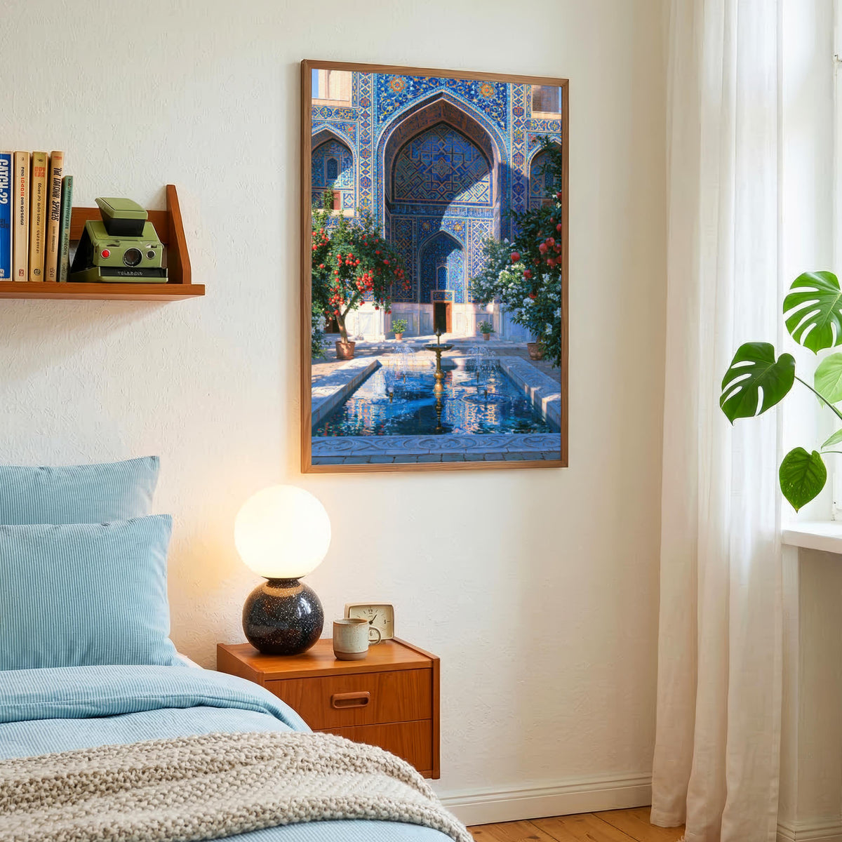Uzbek Courtyard Poster, Islamic Architecture, Blue Tile Wall Art