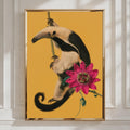 Anteater & Passion Flower Poster, Tropical Wildlife Wall Art Print