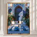 Uzbek Courtyard Poster, Islamic Architecture, Blue Tile Wall Art