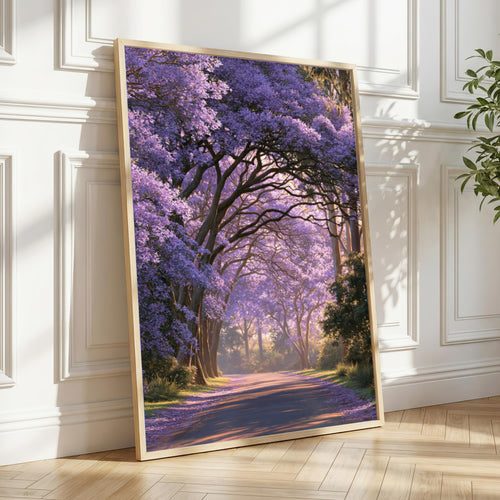 Jacaranda Tree Boulevard Poster, Purple Floral Wall Art, Botanical Print