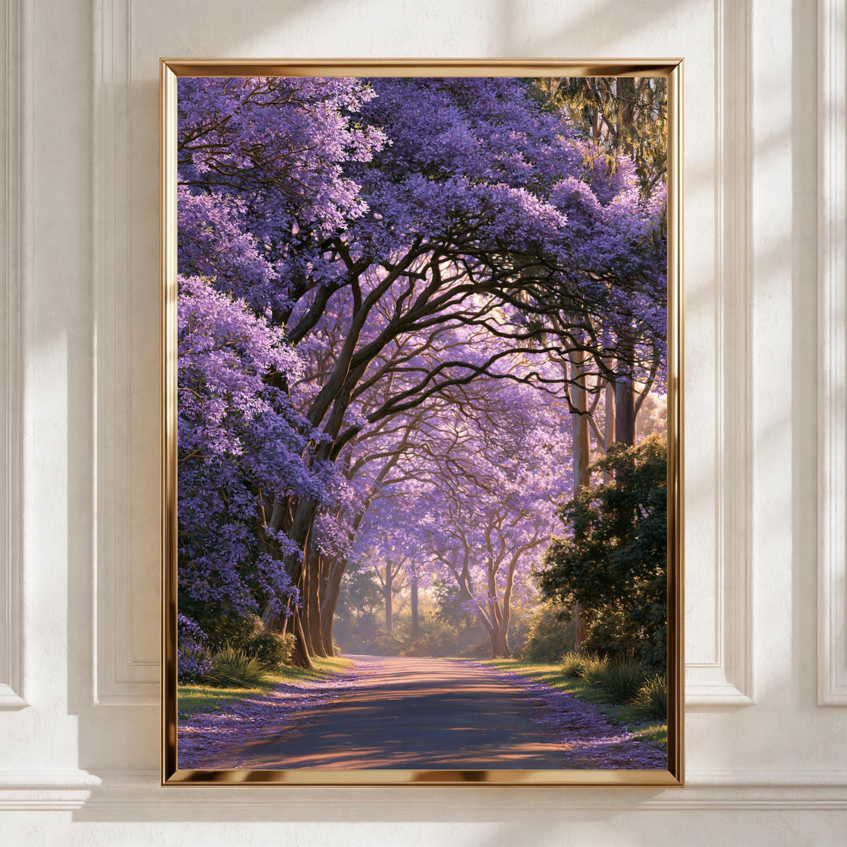Jacaranda Tree Boulevard Poster, Purple Floral Wall Art, Botanical Print