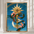 Ornate Gold Key Print, Celestial Key Wall Art, Mystical Baroque Decor