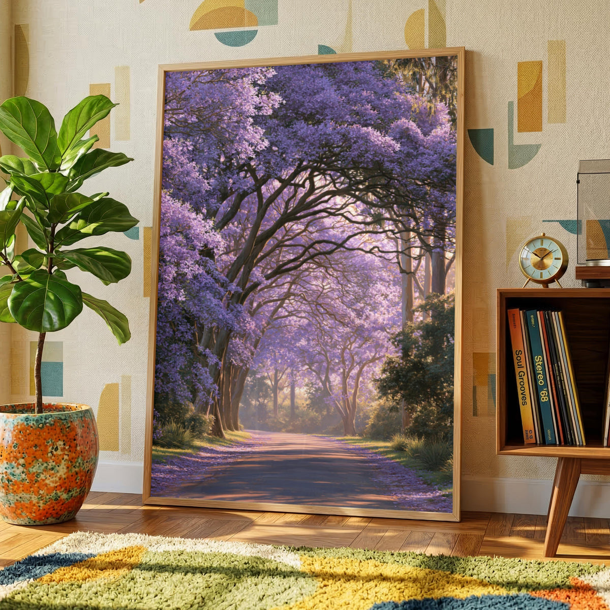 Jacaranda Tree Boulevard Poster, Purple Floral Wall Art, Botanical Print